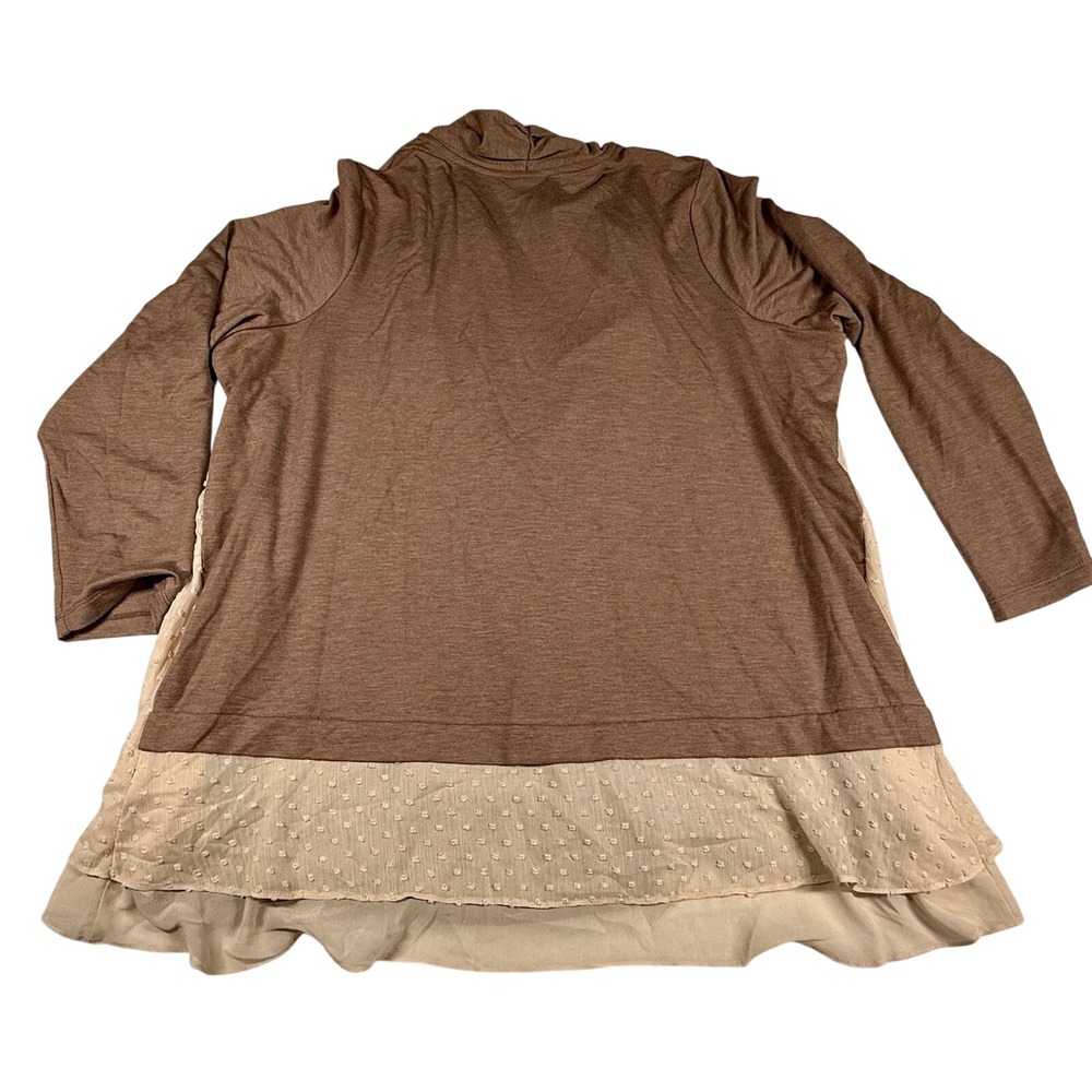 LOGO Lounge Cardigan Sweater Women Sz XL XXL Brown Camel Knit Duster Cottagecore